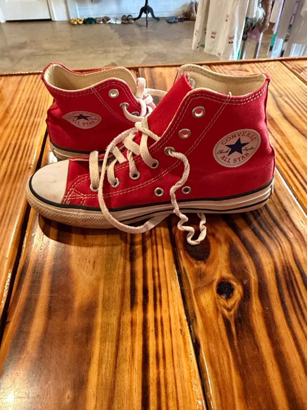 Converse Kids Red High-Top Canvas Sneakers with White Laces